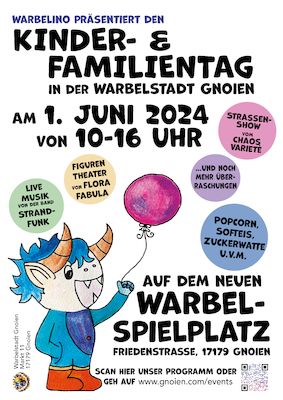 Warbelino präsentiert den Kinder- und Familientag in der Warbelstadt Gnoien 