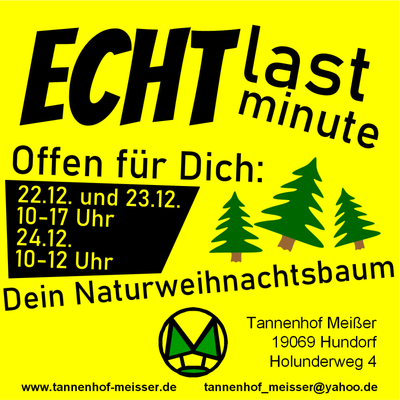 Last minute: Super frischer Weihnachtsbaum vom Tannenhof